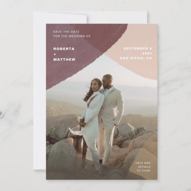 Reserva La Fecha Resumen moderno Boda de superposición de foto Past (Anverso)