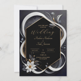 Reserva La Fecha Resumen moderno elegante blanco y boda de oro