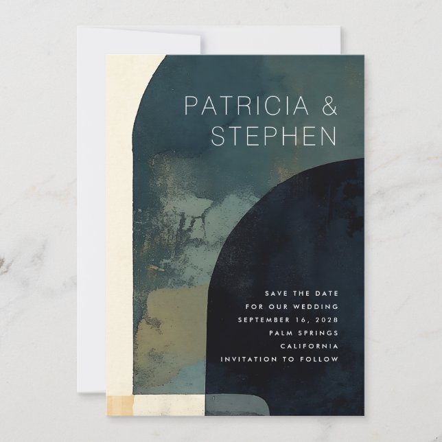 Reserva La Fecha Resumen Pintar forma de arco fotográfico Boda míni (Anverso)