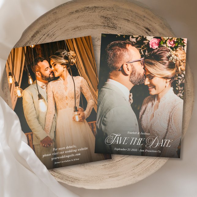 Reserva La Fecha Retrato de Boda fotográfico elegante de caligrafía (Subido por el creador)