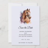 Retrato de cabeza de caballo marrón en Boda acuare