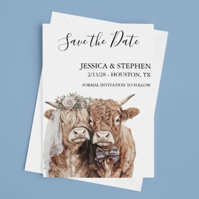 Reserva La Fecha Retratos acuáticos de Boda de vaca Highland (Subido por el creador)