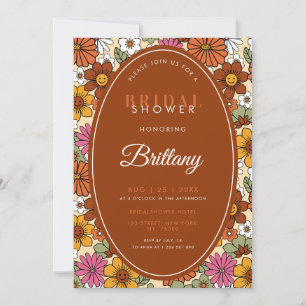 Reserva La Fecha Retro Floral Groovy Hippie Daisy 70 Ducha nupcial