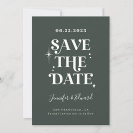 Reserva La Fecha Retro Forest Green Save the Date Card