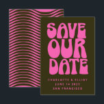 Reserva La Fecha Retro Groovy 70's Hot Pink y Dark Green Salven el<br><div class="desc">Retro Groovy 70's Hot Pink y Dark Green Salven la fecha</div>