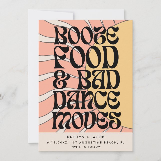 Reserva La Fecha Retro Groovy Funny Photo Boda (Anverso)