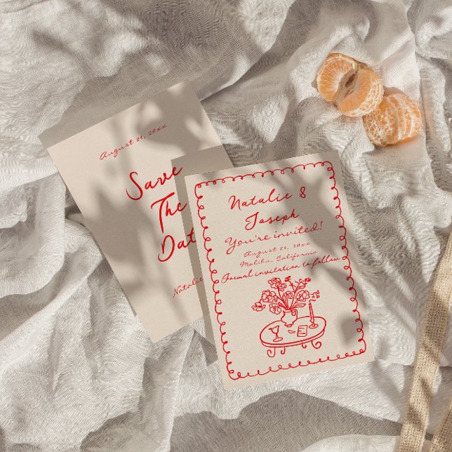 Reserva La Fecha Retro Mano Escrita Dibujando Boda audaz y audaz (Subido por el creador)