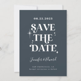 Reserva La Fecha Retro Midnight Blue Save the Date Card