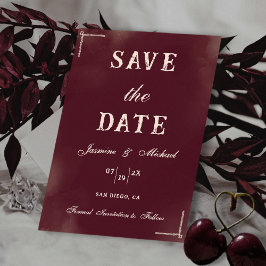 Reserva La Fecha Retro Minimalist Burgundy & Ivory Classic Wedding