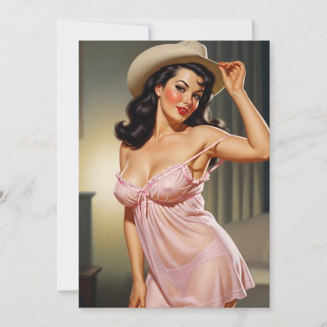 Reserva La Fecha Retro Pin-up Girl with Cowboy hat (Anverso)