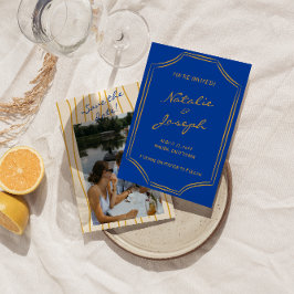 Reserva La Fecha Retro Pinstripe de escritura a mano Boda fotográfi