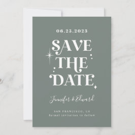 Reserva La Fecha Retro Sage Green Save the Date Card