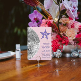 Reserva La Fecha Retro Silver Disco Wedding Table Seating Card