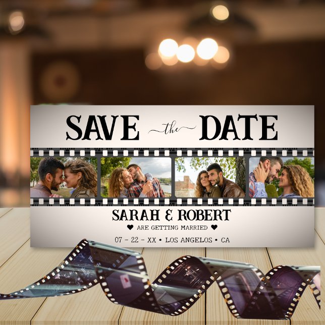 Reserva La Fecha Retro Vignette Collage de fotos Film Strip (Retro Vignette Photo Collage Film Strip Save The Date)