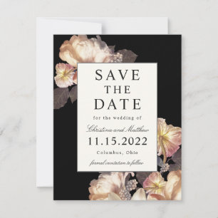 Reserva La Fecha Rich Moody Floral Save the Date with Photo on Back
