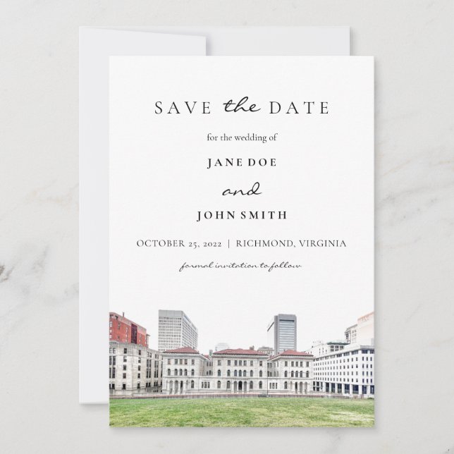 Reserva La Fecha Richmond Virginia plana Save the Date Card (Anverso)