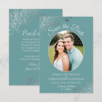 Rizados Elegantes de Plata y Foto en Boda Teal