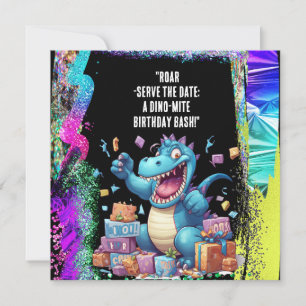Reserva La Fecha "Roar-Servir la fecha: ¡Un Bash de Cumpleaños Dino