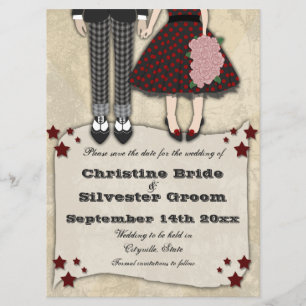 Reserva La Fecha Rockabilly Boda, 6.5x8.75 guardar la fecha