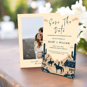 Reserva La Fecha Rodeo retro del desierto Caballo Rústico Boda occi