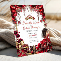 Roja Tiara Floral Dorada Quinceañera