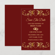 Rojo dorado geométrico patrón elegante boda
