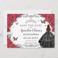Rojo Floral Negro Guiso Quinceanera Dulce Dieciséi