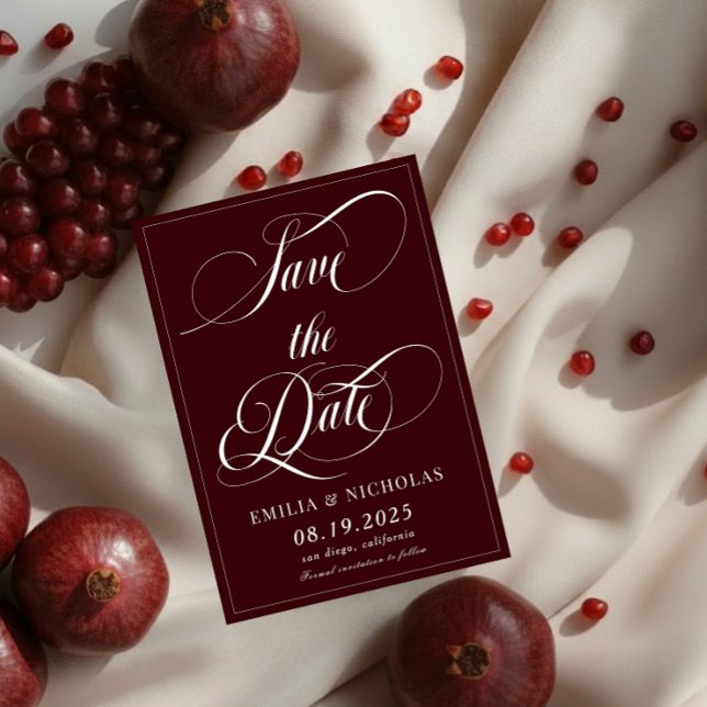 Reserva La Fecha Rojo oscuro romántico (Subido por el creador)