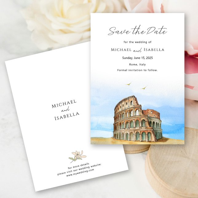 Reserva La Fecha Roma Italia Colosseum Boda de destino (Rome Italy Colosseum Destination Wedding Save The Date)