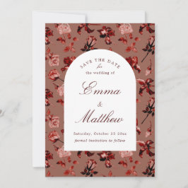 Reserva La Fecha Romance botánico de Maroon Boho QR