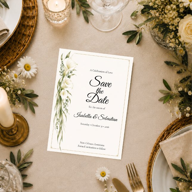 Reserva La Fecha Romance de Boda Elegante con Lirio de Calla (Subido por el creador)