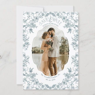 Reserva La Fecha Romance Floral Chinoiserie Clásico Vintage Azul