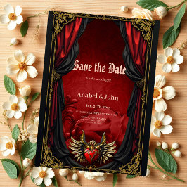 Reserva La Fecha Romance gótico, corazón de pasión.