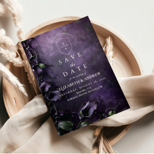 Reserva La Fecha Romance gótico violeta oscuro