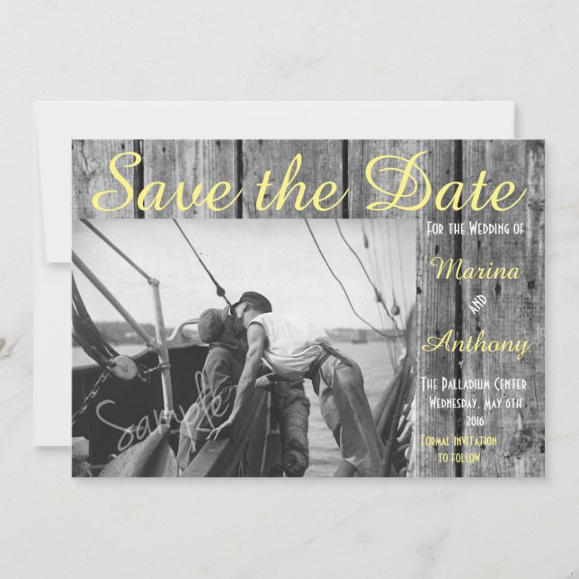 Reserva La Fecha Romance rústico blanco y negro salva la fecha núme (Anverso)