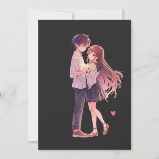 Reserva La Fecha Romantic Anime Couple - Cute Aesthetic Lovers Art  (Anverso)