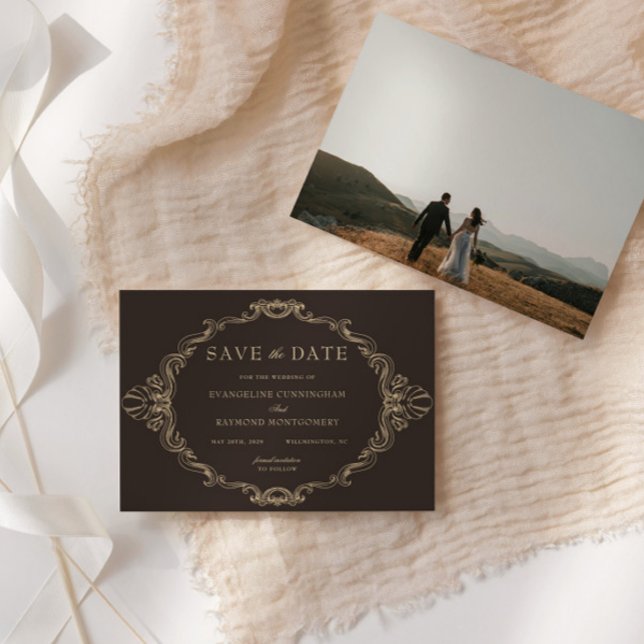 Reserva La Fecha Romantic Baroque Ornate Frame Dark Brown Photo (Subido por el creador)