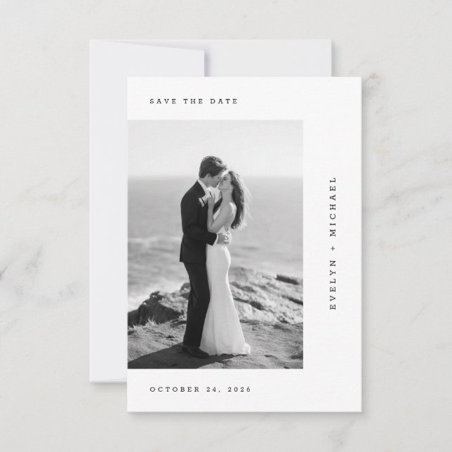 Reserva La Fecha Romantic Black & White Wedding Photo (Anverso)