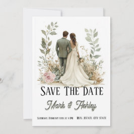 Reserva La Fecha Romantic Botanical Save The Date | Bride & Groom