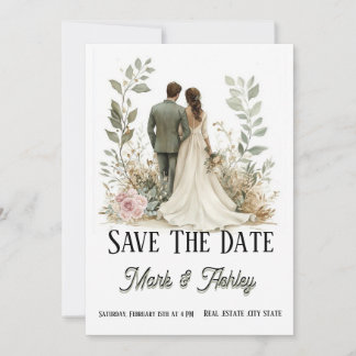 Reserva La Fecha Romantic Botanical Save The Date | Bride & Groom 