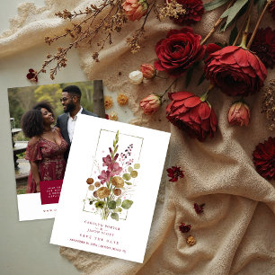Reserva La Fecha Romantic Chic Rustic Botanical Wildflowers Wedding