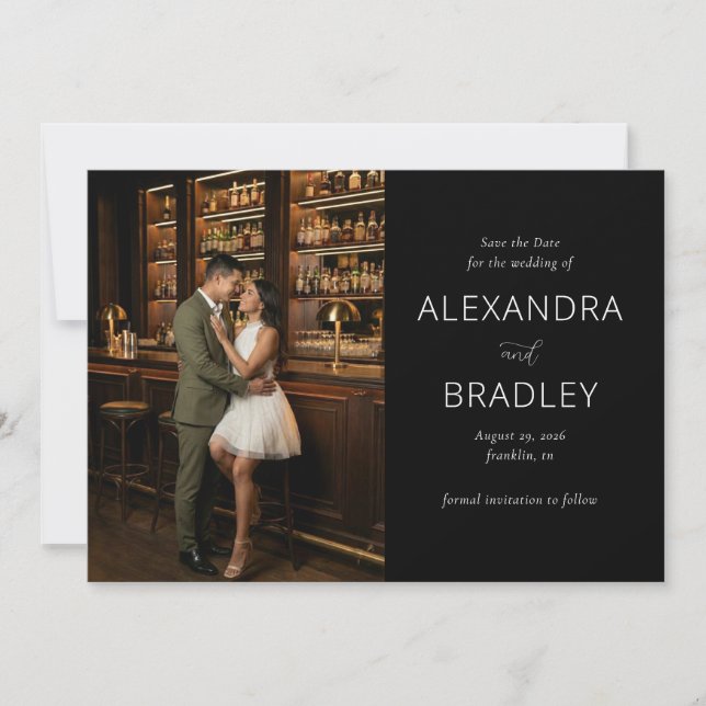 Reserva La Fecha Romantic Dark Elegant Photo (Anverso)