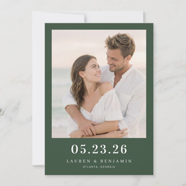 Reserva La Fecha Romantic Dark Green Photo (Anverso)
