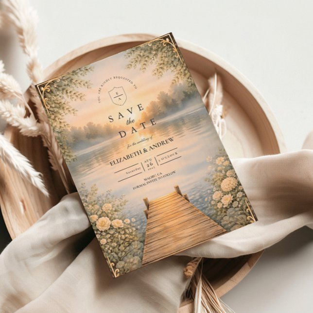 Reserva La Fecha Romantic Lake Pier Wildflower Wedding (Subido por el creador)