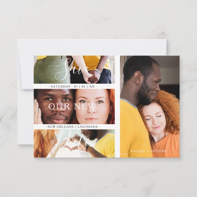 Reserva La Fecha Romantic New Date Wedding Engaged 4 Photos Collage (Anverso)