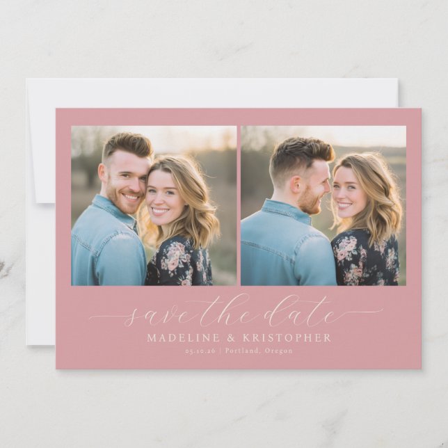 Reserva La Fecha Romantic Pink Photo Collage (Anverso)