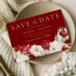 Reserva La Fecha Romantic Red & White Flowers Wedding 