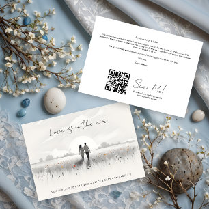 Reserva La Fecha Romantic Sweet Cute Wildflowers Field Couple