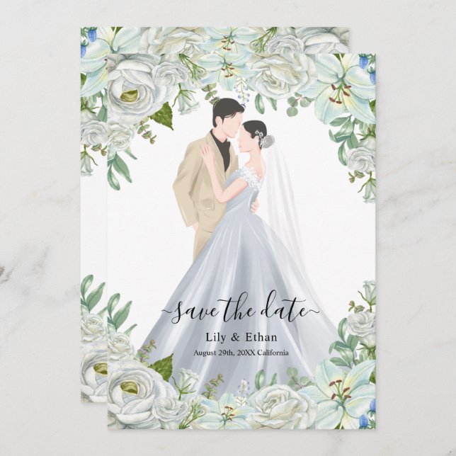 Reserva La Fecha Romantic Watercolor Wedding (Anverso / Reverso)
