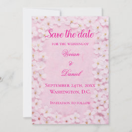 Reserva La Fecha Romántica boda de flores de cerezo rosa salva la f
